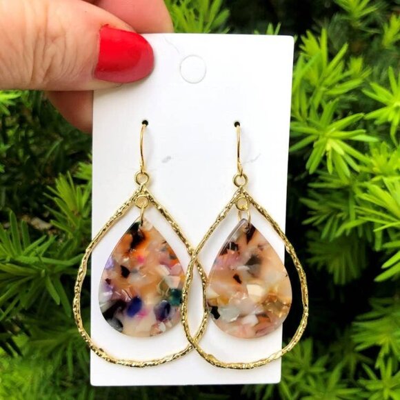 Jewelry - Acrylic Earrings -- Multi-Color Teardrop Chandeliers